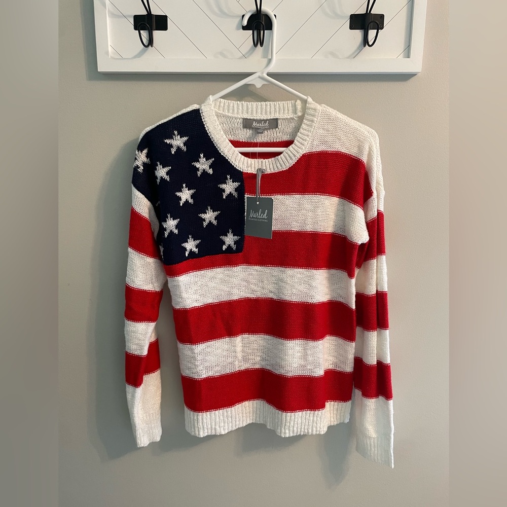 NWT Marled American Flag sweater, size XS